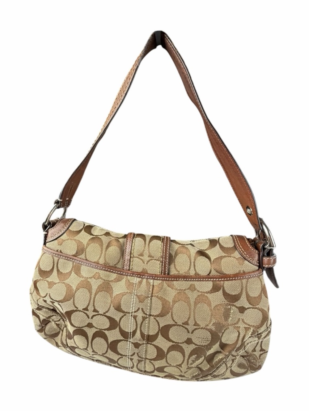 Coach Vintage Y2K Soho Signature Canvas Buckle Flap Shoulder Bag Brown Jacquard - Picture 2 of 10